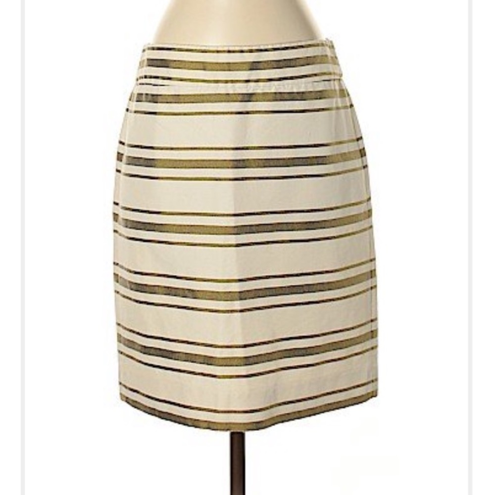 J. Crew Gold & White Striped Skirt